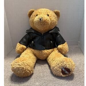 One of a kind Vintage Harley-Davidson Bear with Black Leather Harley Jacket .